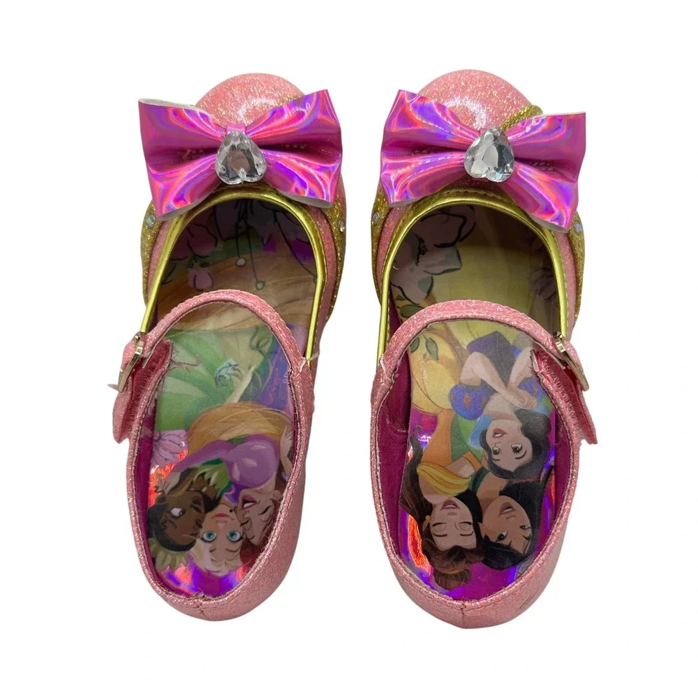 Disney Princess Pink Glitter Mary Jane Dress Up Heels Shoes Girls Gold Size 11